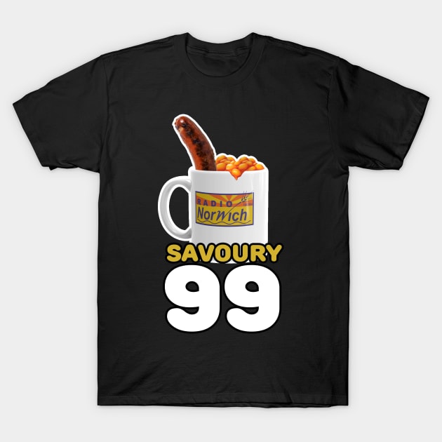 Savoury 99 Beans and a Sausage T-Shirt by Meta Cortex